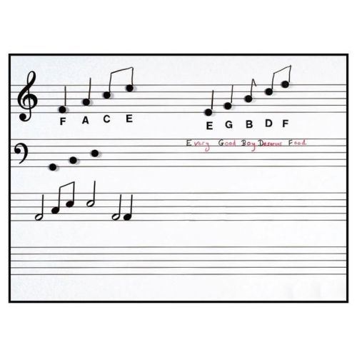 Write n Wipe printed music stave wall poster and pen