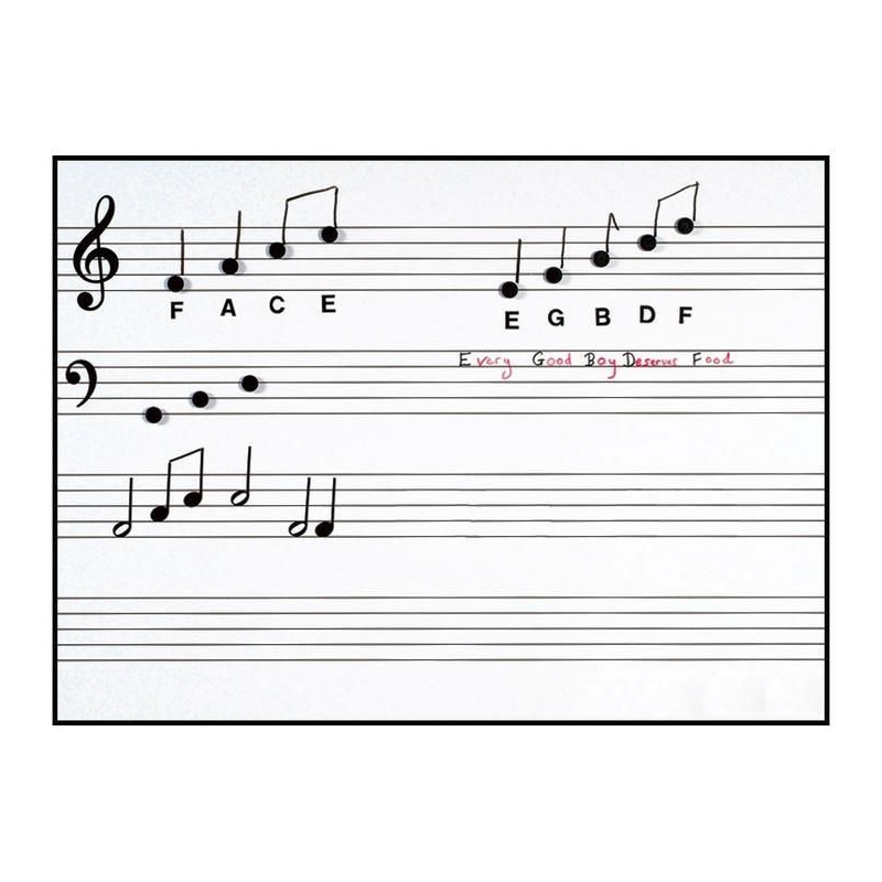 Write n Wipe printed music stave wall poster and pen