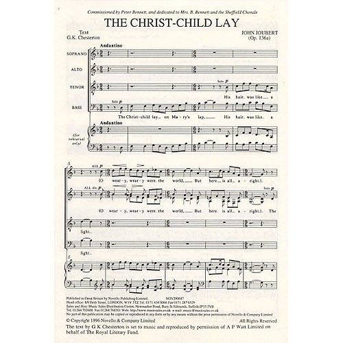 Joubert, John - The Christ-Child Lay Op.136a