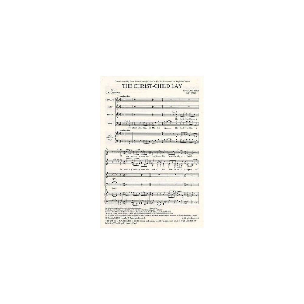 Joubert, John - The Christ-Child Lay Op.136a