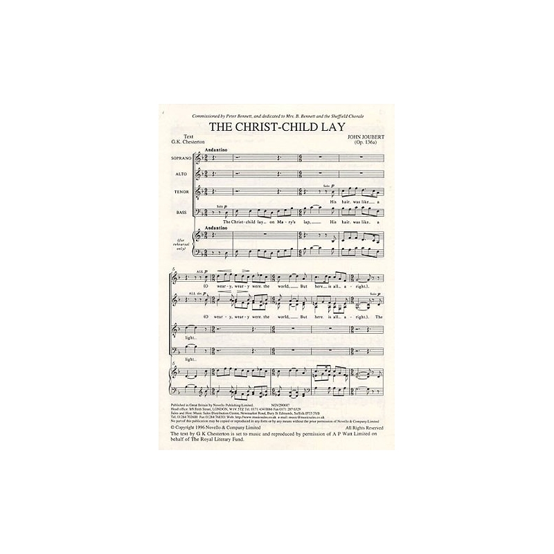 Joubert, John - The Christ-Child Lay Op.136a