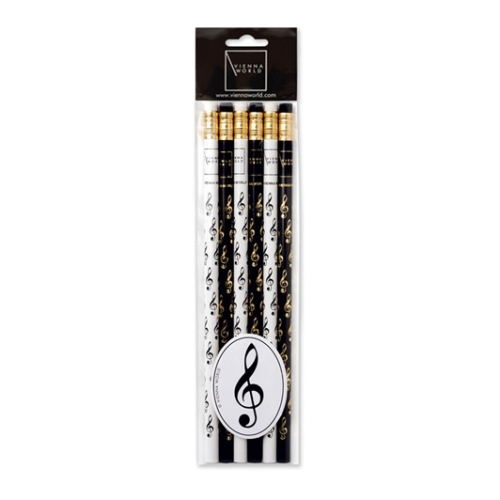 Pencil set G-clef b/w (6 pcs)