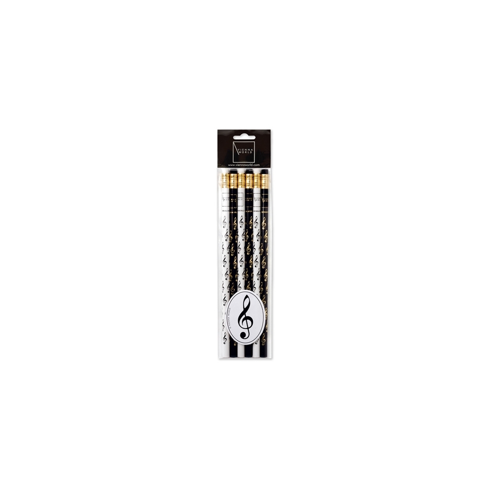 Pencil set G-clef b/w (6 pcs)