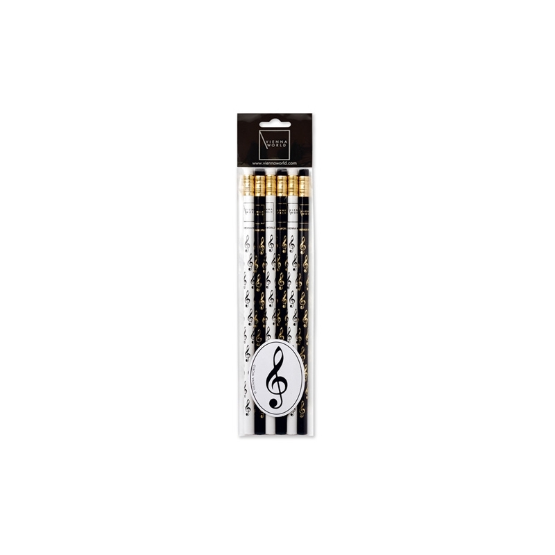 Pencil set G-clef b/w (6 pcs)
