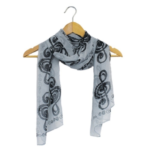 Black and white treble clef scarf