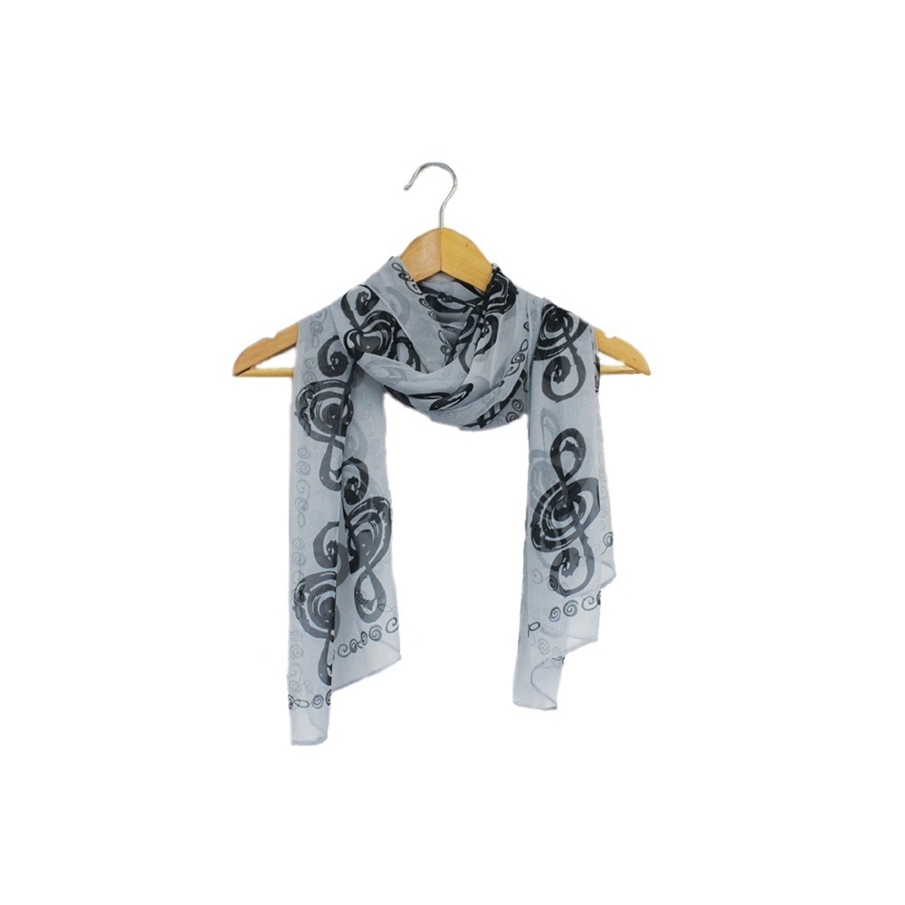 Black and white treble clef scarf