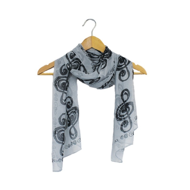 Black and white treble clef scarf