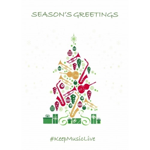 Help Musicians Charity Card: Christmas Tree Instruments - Keep Music Live (6 Christmas cards)