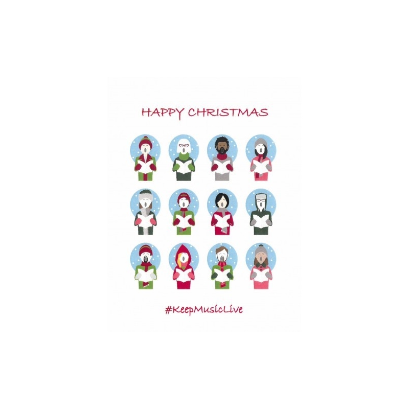 Help Musicians Charity Card: Singers in the Snow - Keep Music Live (pack of 6 Christmas cards)