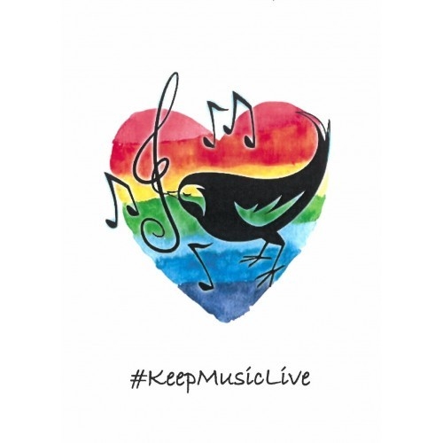 Help Musicians Charity Card: Rainbow Heart - Keep Music Live (pack of 6 cards)