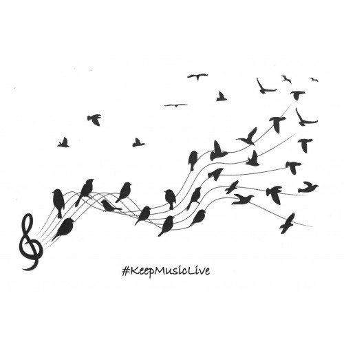 Help Musicians Charity Card: Birds on the wire - Keep Music Live (pack of 6 cards)