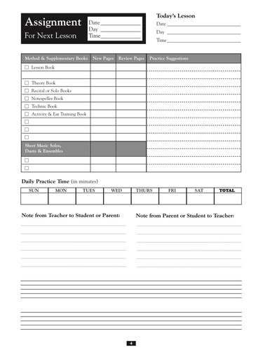 My Lesson Assignment Book