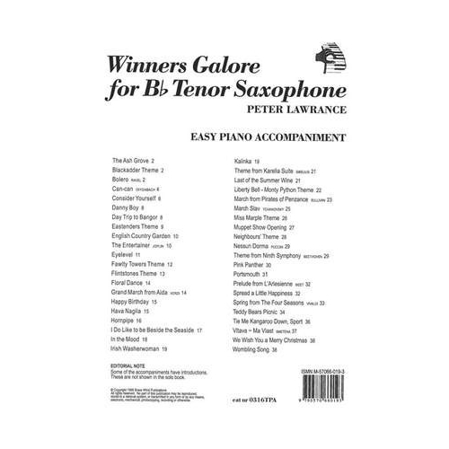 Winners Galore Piano Accompaniment for Tenor Sax