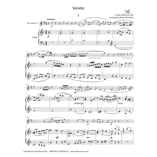 Saint-Saens, Camille - Sonata Op. 166 (Alto Saxophone & Piano)