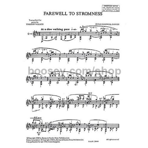 Maxwell Davies, Sir Peter - Farewell To Stromness