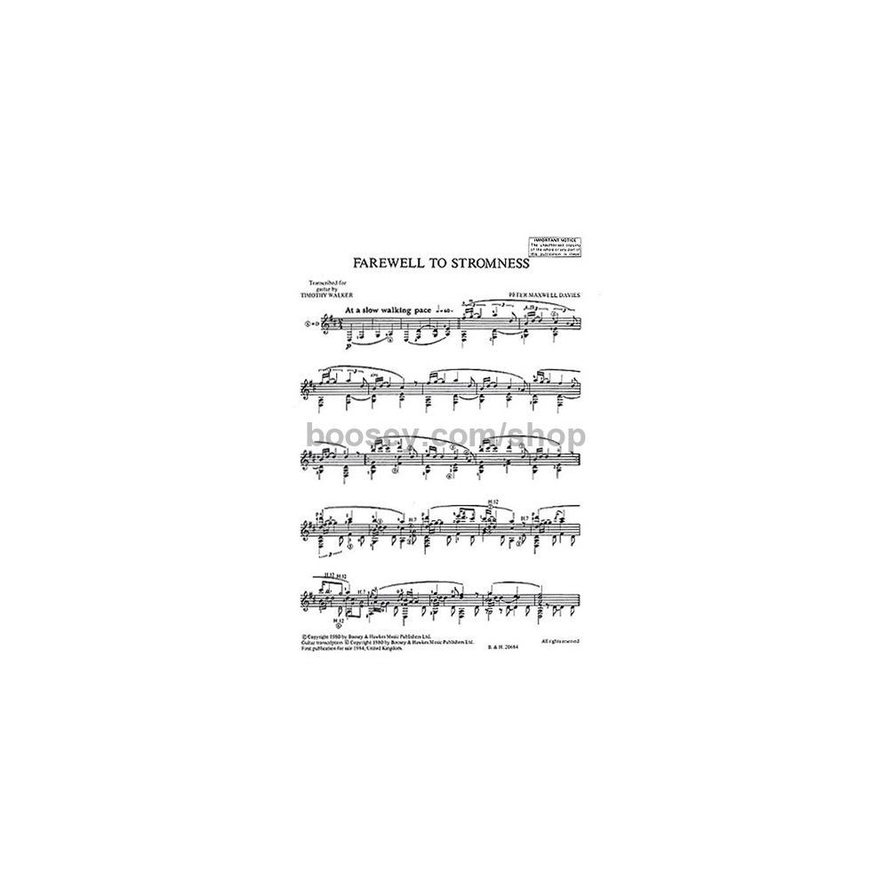 Maxwell Davies, Sir Peter - Farewell To Stromness 