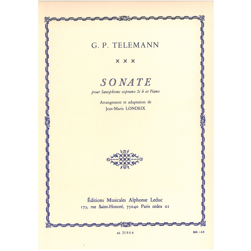 Telemann, Georg Philipp - Sonata For Soprano Saxophone And Piano