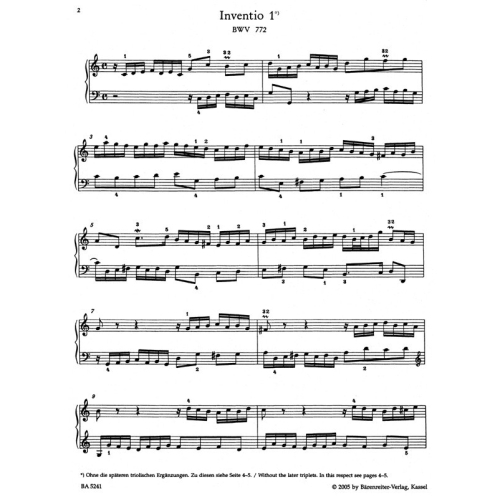 Bach J.S. - Inventions & Sinfonias (BWV772-801)  (Urtext) with fingerings