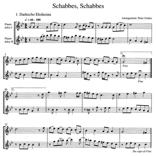 Various Composers - Schabbes, Schabbes: Yiddish Songs for 2 Treble Recorders.