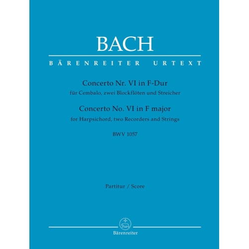 Concerto for Keyboard No 6 in F (BWV 1057) Full Score - Johann Sebastian Bach