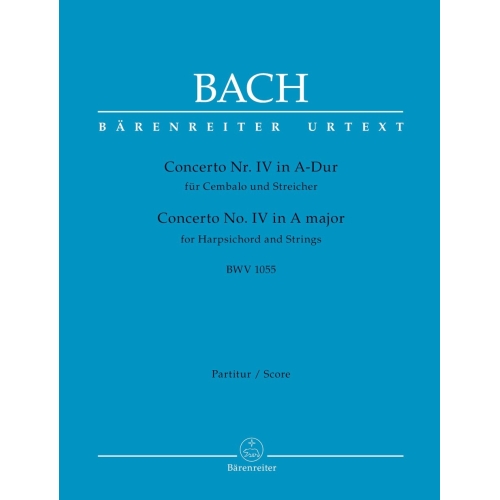 Piano Concerto No. 4 in A (BWV 1055) Full Score - Johann Sebastian Bach