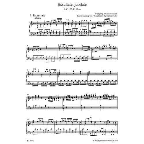 Mozart, W A - Exsultate, Jubilate (K.165) (Urtext).