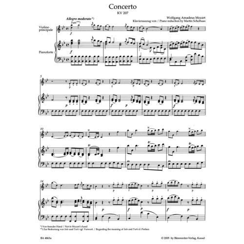 Mozart W.A. - Concerto for Violin No.1 in B-flat (K.207) (Urtext).