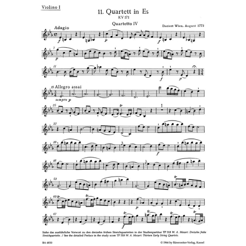 Mozart W.A. - String Quartets (Early) (13) (Urtext), Vol. 4 (K.171-173).