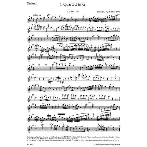 Mozart W.A. - String Quartets (Early) (13) (Urtext), Vol. 1 (K.80,155-157).