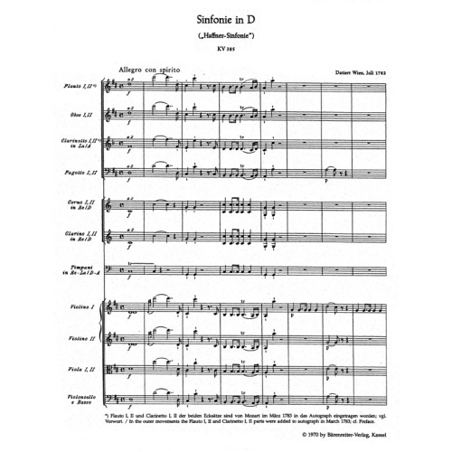 Mozart W.A. - Symphony No.35 in D (K.385)  (Haffner) (Urtext).