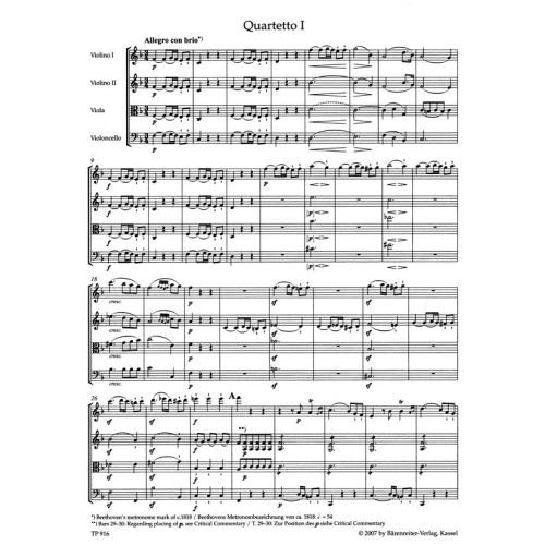 Beethoven L. van - String Quartets, Op.18 Nos. 1 - 6 (Urtext).