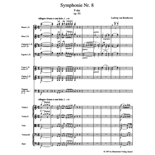 Beethoven L. van - Symphony No.8 in F, Op.93 (Urtext) (ed. Del Mar).