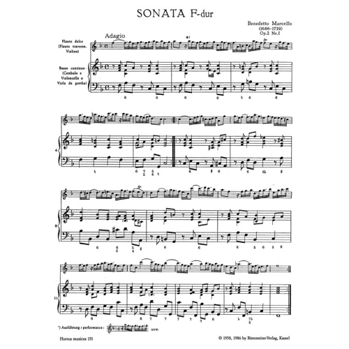 Marcello B. - Sonatas from Op.2, Vol. 1: (No.1 F maj: No.2 D min).