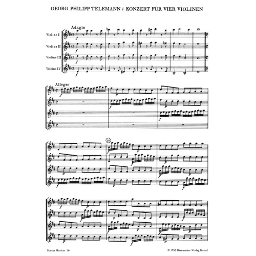 Telemann G.P. - Concerto for Four Violins in D.