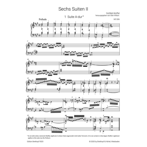 Muffat, Gottlieb - Six Suites for Harpsichord (Clavier) II 
