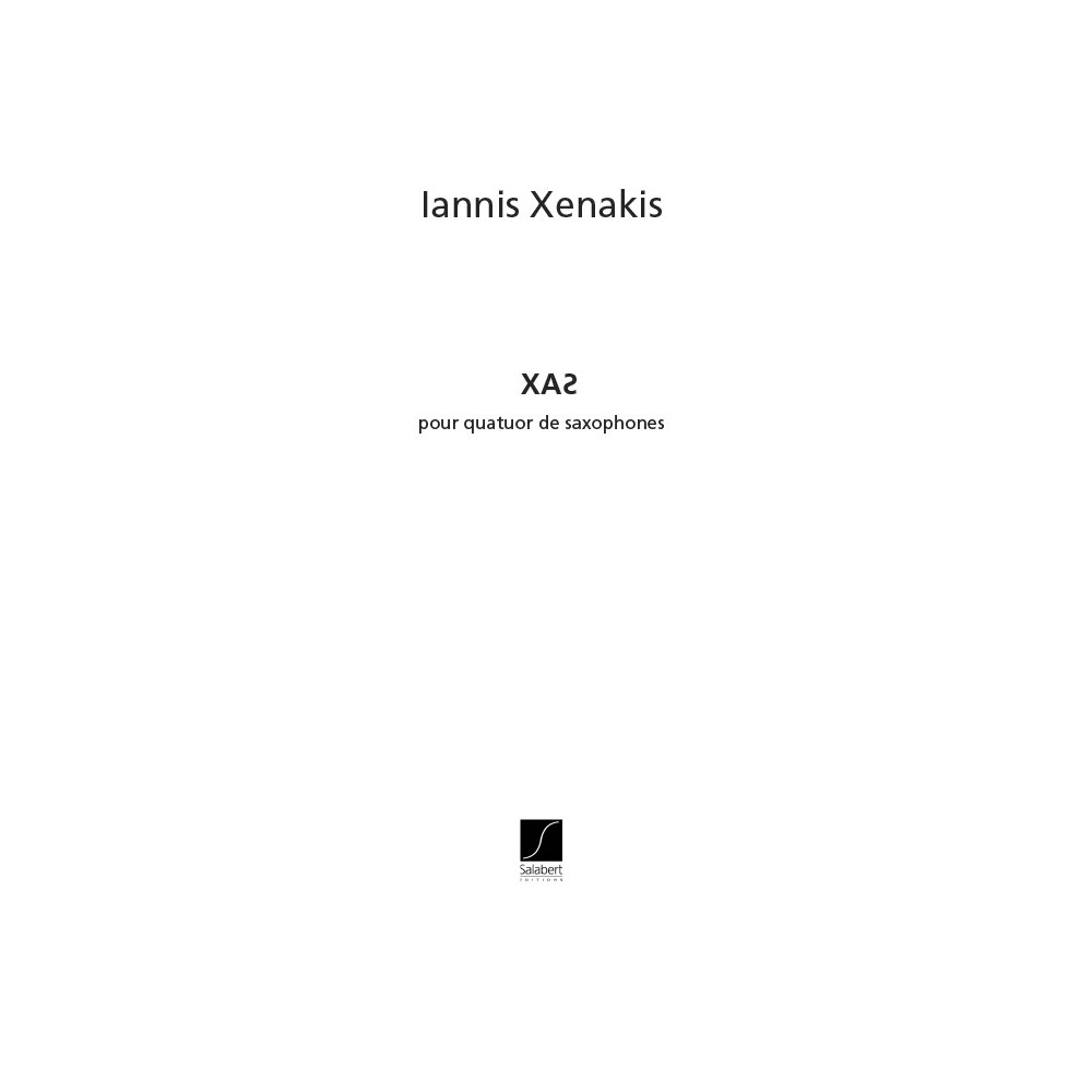 Xenakis, Iannis - Xas 4 Saxophones Partition Et Parties