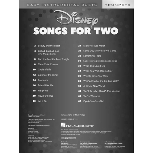 Disney Songs for Two Trumpets