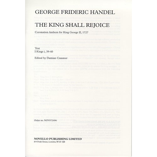 Handel, G.F - The King Shall Rejoice For Six-Part Choir