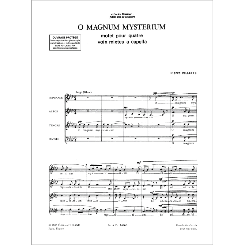 Villette, Pierre - O Magnum Mysterium
