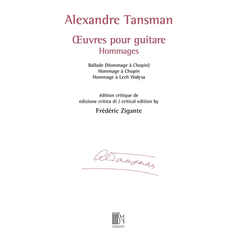 Tansman, Alexandre - Œuvres pour guitare - Hommages