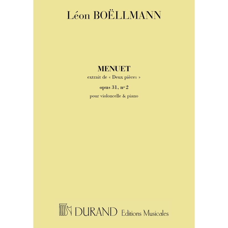 Boëllmann, Léon - Piece Nø 2 -Menuet Op 31 Pour Violoncelle Et Piano