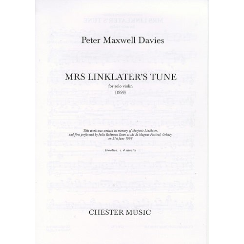 Davies, Peter Maxwell - Mrs Linklaters Tune (Solo Violin)