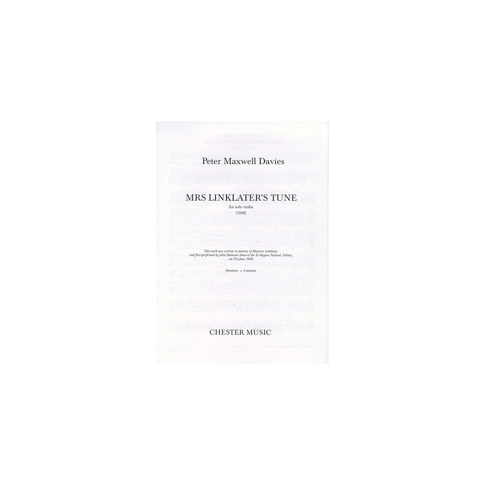 Davies, Peter Maxwell - Mrs Linklater's Tune (Solo Violin)