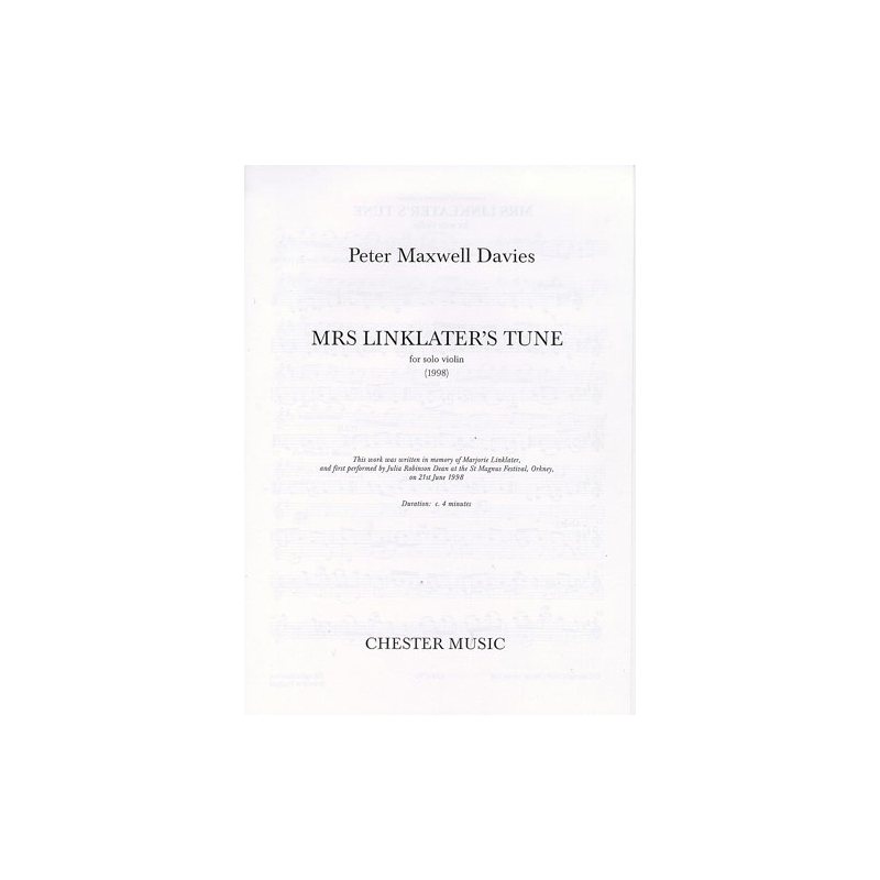Davies, Peter Maxwell - Mrs Linklaters Tune (Solo Violin)