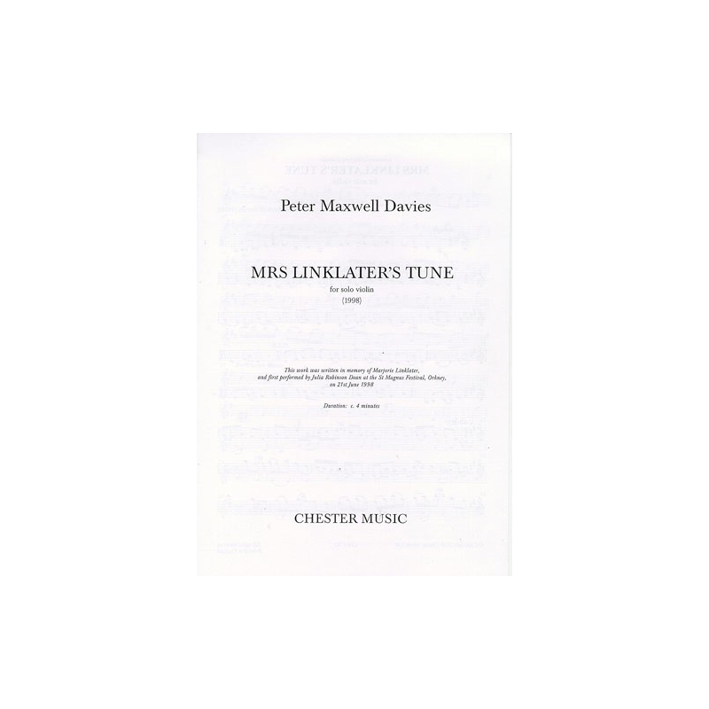 Davies, Peter Maxwell - Mrs Linklater's Tune (Solo Violin)