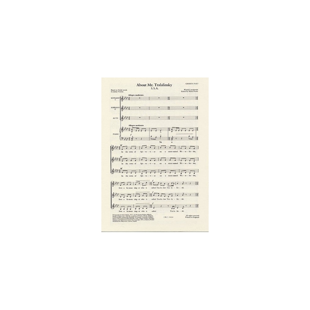 Lutoslawski, Witold - About Mr Tralalinski Chorus Part
