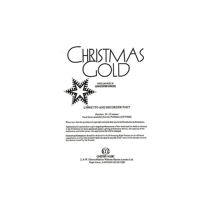 Christmas Gold Libretto and Recorder Part (10+ Copies)