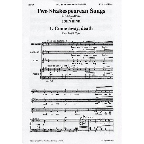 John Hind: Two Shakespearean Songs - Shakespeare, William (Lyricist)