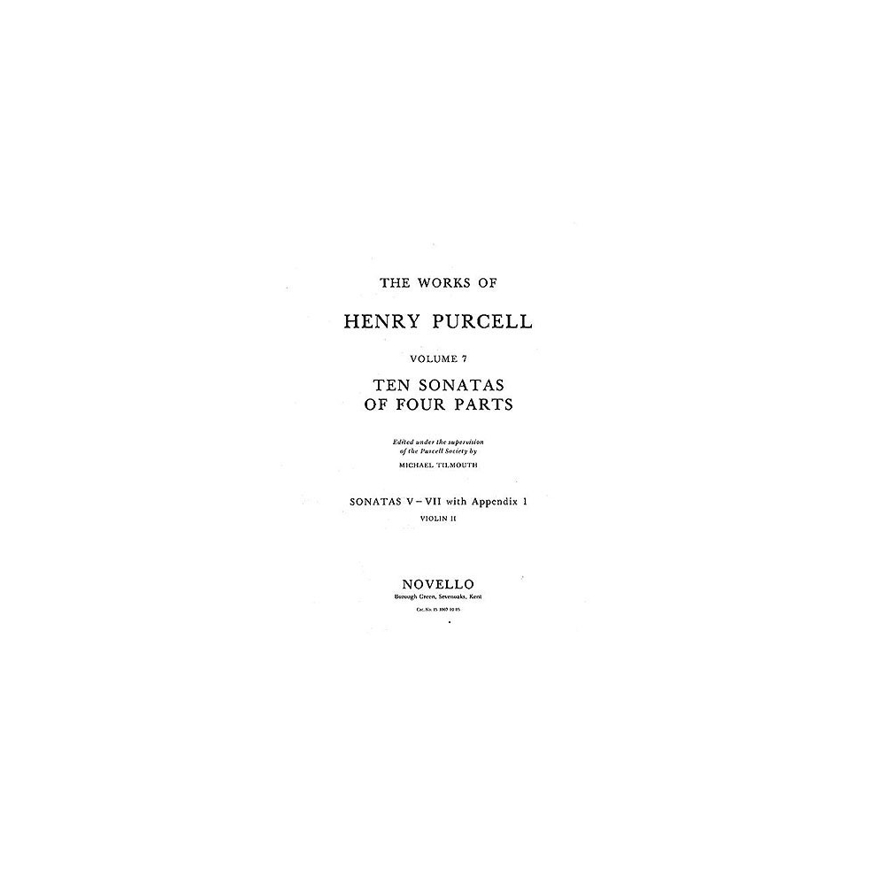 Purcell, Henry - Ten Sonatas Of Four Parts Violin 2 (Sonatas I-IV)