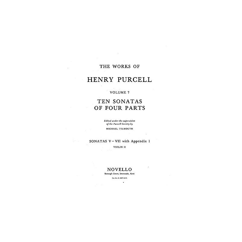 Purcell, Henry - Ten Sonatas Of Four Parts Violin 2 (Sonatas I-IV)